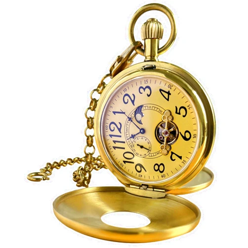 VIGOROSO Mechanical Hand-Wind Pocket Watch for Men, Half Hunter Double Covers