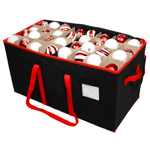 Jinhua Yiyan Christmas Ornament Storage Box Hold 128 Christmas Balls Holiday Ornament Storage Organizer with Zippered Closure Christmas Chest with Dividers Xmas Decoration Storage Bin with Lid(Black