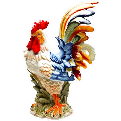 Cosmos Gifts 31981 Blue Colorful Rooster Figurine 10 7/8:H