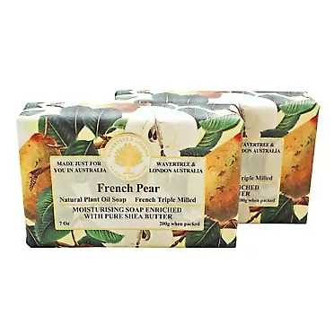Wavertree & London French Pear (2 bars), 7oz Moisturizing Natural Soap Bar, French -Milled and enriched with Shea Butter
