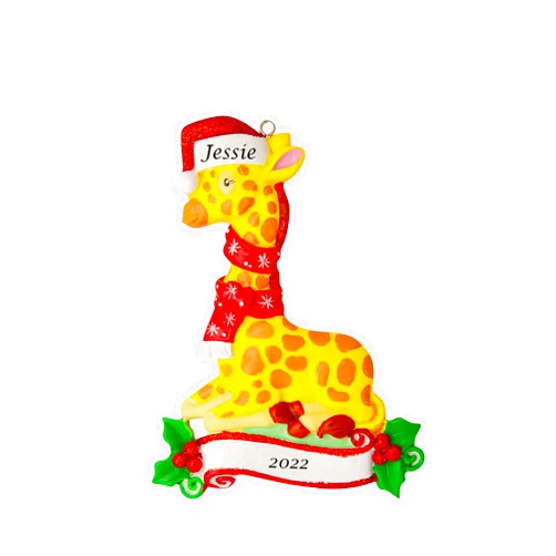 Denise Gifts Personalized Kids Christmas Ornament 2021 - Zoo Animals Giraffe Tree Animal Lovers Customized Handwritten Keepsake Decoration-Gifts for Boys & Girls-Free Personalization