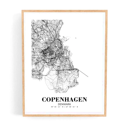 Eleville 11X14 Unframed Copenhagen Denmark City View Abstract Road Modern Map Art Print Poster Wall Office Home Decor Minimalist Line Art Hometown Housewarming wgn301