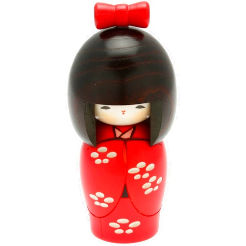 Usaburo Kokeshi Usaburo Japanese Kokeshi Doll, Yuki's Red Kimono