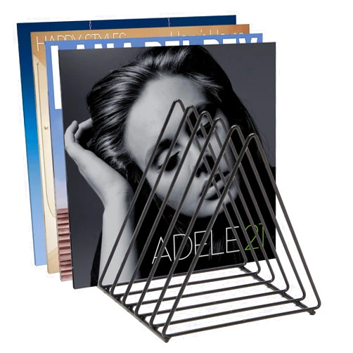 Skywin Plastic Vinyl Record Storage Rack, Black, 1 Pack, Holds Up To 60 Albums