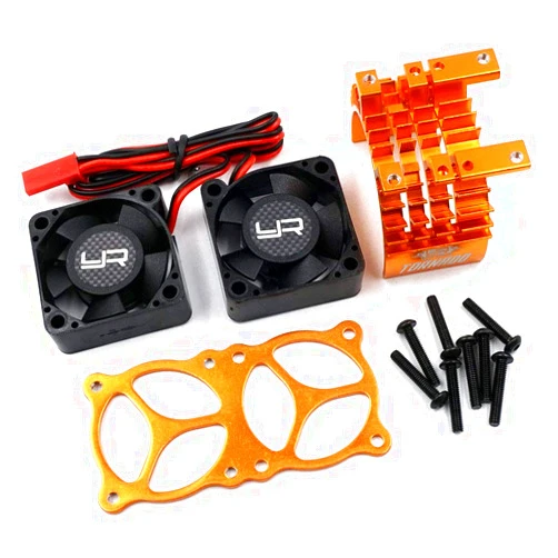 Yeah Racing YA-0643OR Alum 540/550 Motor Heat Sink w/Twin Tornado High Speed Fan Orange