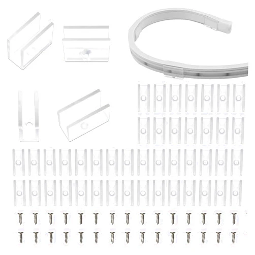 Lucienstar Neon Rope Light Mounting Brackets, 100PCS Neon Lights Install Fixing Clips Accessories for 6x12mm Silicone LED Neon Flex Strip Lighting, Neon Signs DIY(100 Screws, 100 Clips)