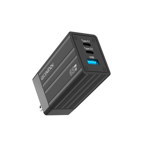 GECENinov 65W USB C Charger, GECENinov GaN Charger, 3 Ports PPS Fast Small Foldable Type C Charging Block for Powering MacBook Pro/Air, i-Phone 14/13 / 12, i-Pad, Galaxy S23 / S21, Pixel, Steam Deck and More