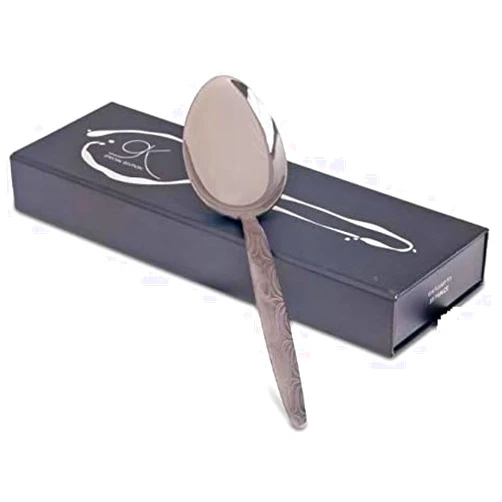 BNAZIND Gray Kunz Spoon | Special Edition Damascus Pattern | 18/10 Stainless Steel Plating Spoon | 9 Inch Basting Spoon | Quenelle Chef Spoon |Cooking Utensils Spoon | Dinner Serving Spoon
