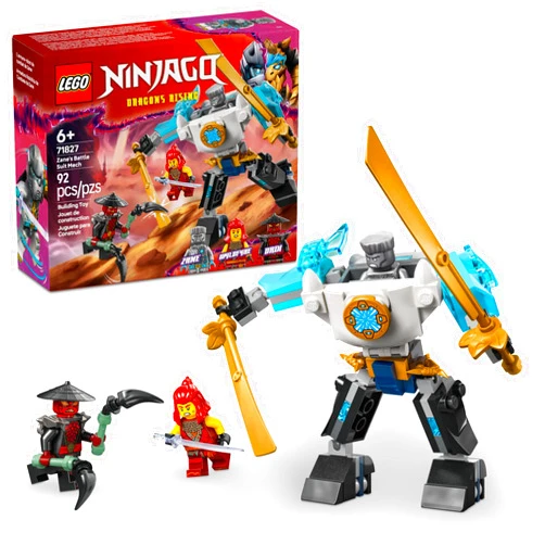 LEGO NINJAGO Zane's Battle Suit Mech Ninja Toy - Building Toy for Pretend Play for Kids, Boys and Girls, Ages 6+ - with 3 Minifigures - Gift Idea for Birthdays - 71827
