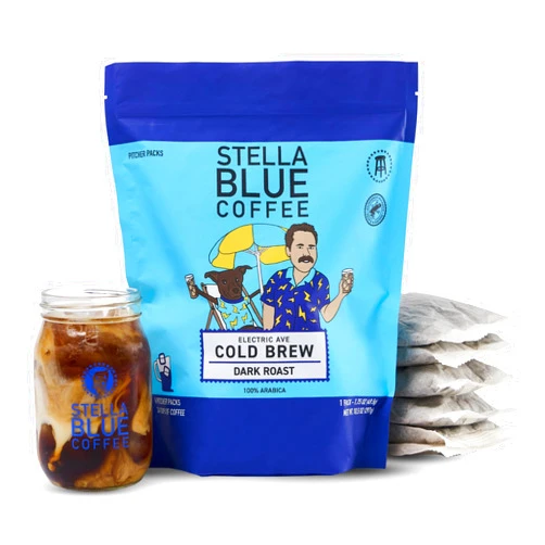 Stella Blue Cold Brew DarkRoast Electric Avenue Coffee - Ethically & Sustainably Sourced from Central America - Helps Support PAWS Chicago
