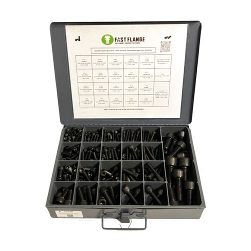 Fast Flange Sustainbly Sourced Fasteners Inch Alloy Allen Socket Head Cap Screws Bolts Coarse Thread Black Oxide Assortment - 409 PCS