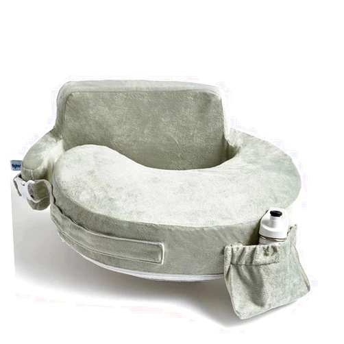 My Brest Friend Super Deluxe Nursing Pillow - Enhanced Comfort & Ergonomic Breastfeeding Pillow for Ultimate Support For Mom & Baby - Adjustable and with Handy Side Pocket, Platinum