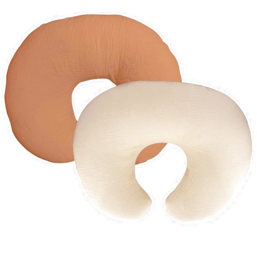Lethooly Nursing Pillow Cover,Muslin Cotton,Removable Cover for Breastfeeding Pillows, 2-Pack Pillow Covers,Ultra-Soft Baby Nursing Pillow, Fits Newborn Feeding Pillow 22.5IN*18IN (Rust & Cream-Coloured)