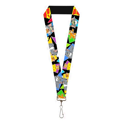 Buckle-Down Lanyard Tom Jerry Poses Black Multi Color