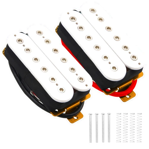Yootones 2Pcs Yootones Double Coil Pickup Set Electric Guitar Humbucker Ceramic Magnet Neck Bridge Compatible with ST SQ Electric Guitar Instrument (White)