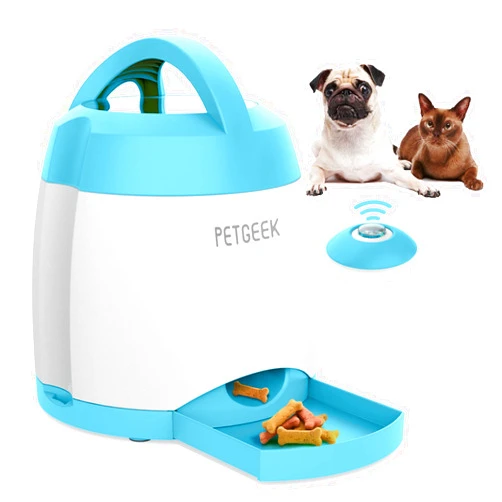 PETGEEK Dog Food Dispenser Toy, Treat Dispensing Dog Toys for IQ Training, Interactive Puzzle Toys to Keep Them Busy, 3000mAh USB Rechargeable Pet Treat Dispenser with Push Remote Button, 400ml