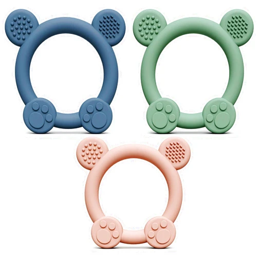 PandaEar 3 Pack Baby Teething Toys Silicone for Babies 0-6 Months, Baby Teething Rings 6 to 12 Months, Silicone Baby Teether BPA Free, Teething Relief Soothing Sore Gums and Easy to Hold