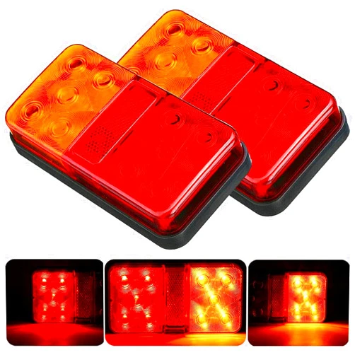 JinRui-T 2PCS 12V LED Rear Tail Lights Trailer Lights Universal 10Leds Stop Brake Light Turn Signal Indicator Lamp for Caravan Van Boat Camper Truck Lorry Tractor RV Side Indicator Marker light