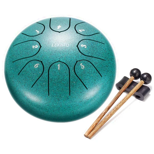 LEKATO Steel Tongue Drum for Beginner, LEKATO 6 Inch 8 Notes Steel Hanpan Drum Percussion Christmas Birthday Gift, C Key,with Song Book, Drum Mallets