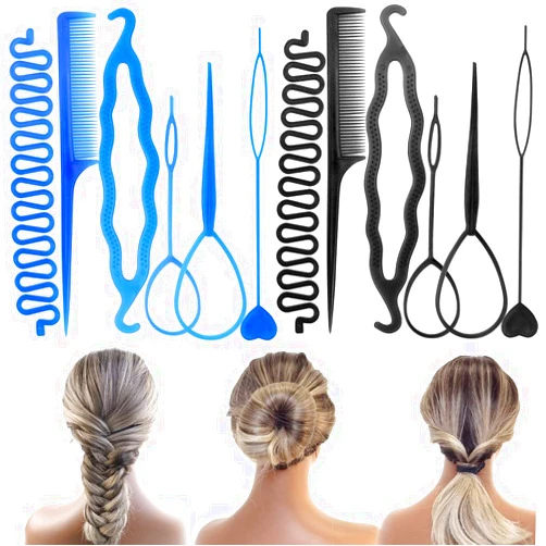 NAIHOD 2 Sets DIY Styling Tools - Tail Hair Flipper, Ponytail Maker, Hair Loops, French Braiding Centipede for Twist Plaits