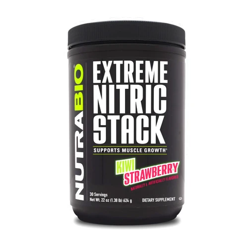 NutraBio Extreme Nitric Stack, Nitric Oxide and Cell Volumizing Formula - 30 Servings (Kiwi Strawberry)