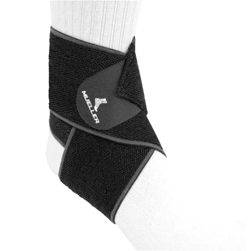 MUELLER Sports Medicine Easy Grip Adjustable Ankle Wrap, Ankle Pain Relief Support for Men and Women, Ideal for Sprains, Strains, Arthritis, Black, One Size