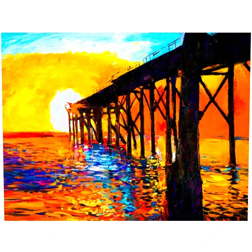 Artful printers C-16202101 Sunset Pier Abstract Canvas Art, 16 x 20 in.