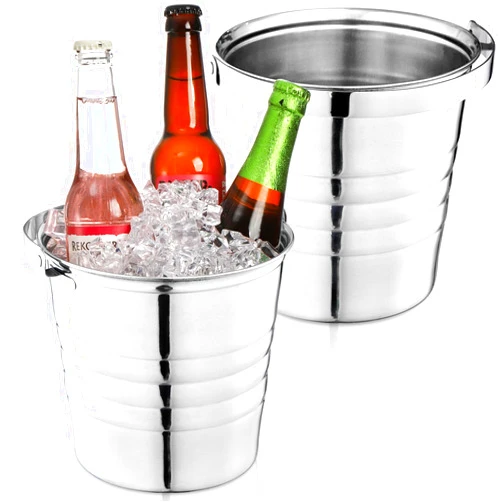 Elsjoy 2 Pack 3 Quart Stainless Steel Ice Bucket with Handle, Champagne Bucket Wine & Beer Chiller Metal Beverage Tub for Drinking, Bar, Party, Picnic