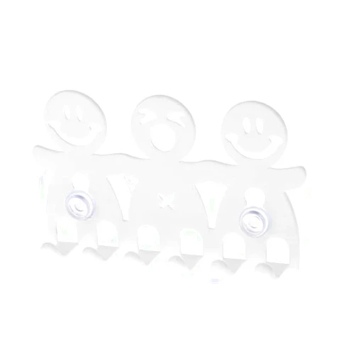Lunaya 1Pc Toothbrush Holder Wall Mounted Suction Cup 5 Position Cute Cartoon Smile Bathroom Sets Bathroom Accessories