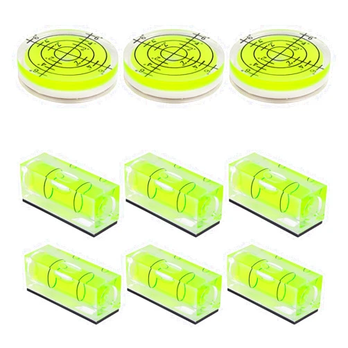 Penitue 9pcs Small Square Round Bubble Spirit Level, Square & Circular Mini Magnetic Pocket Bubble Levels Measuring Tool for Precise Leveling of Turntables Cameras Tripods Drills Frames & Phonographs