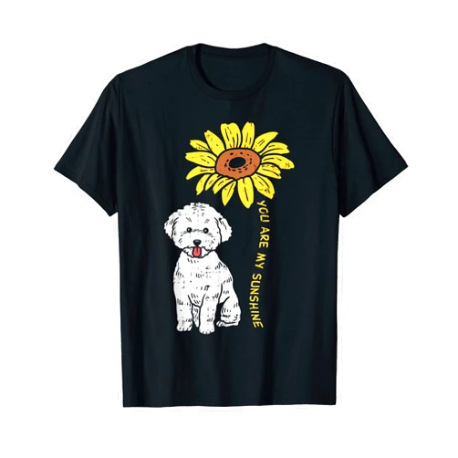 BoredKoalas You Are My Sunshine Bichon Frise Sunflower Dog Lover Gift T-Shirt