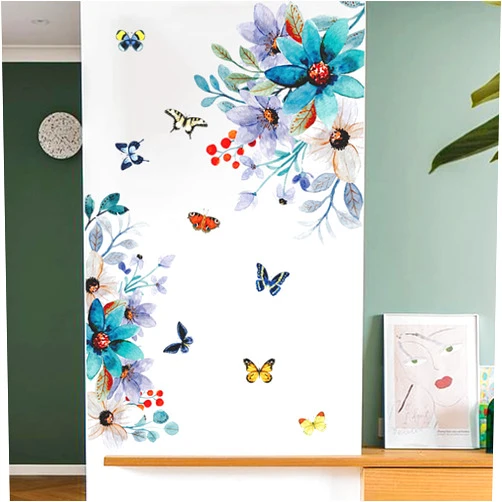Ivviooo Flower Wall Decals Peel and Stick, Floral Wall Decals for Girls Bedroom, Flower Wall Stickers for Living Room Nursery Office Bathroom Kids Room Home Decor