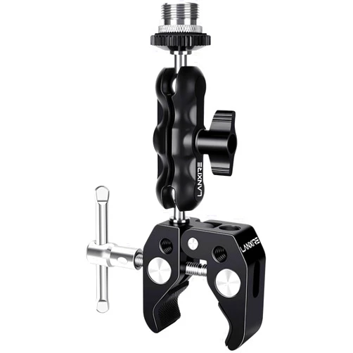 LANXIRE Mic Mount Microphone Clamp with Ball Head Magic Arm - Compatible with Microphones - Max Load 4.4lb/2kg - 1/4