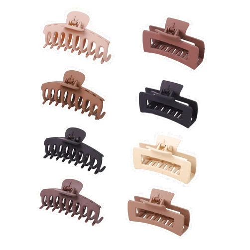 LUERMINJP Hair Claw Clips Square Matte Hair Clips for Women Girls 8 Pcs Strong Hold Neutral Colors Large Clips Jaw Clips Hair Accessories for Thick Thin Hair 2 Styles