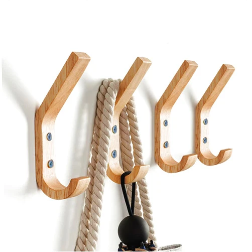 Watbeyoz Wooden Coat Hooks Wall Hooks,Natural Oak Wood Hooks Decorative Vintage Wood Wall Hooks Organizer Heavy Duty Wall Mounted Hooks for Wall Hanging Coats, Key, Cap, Cup (6 pack)