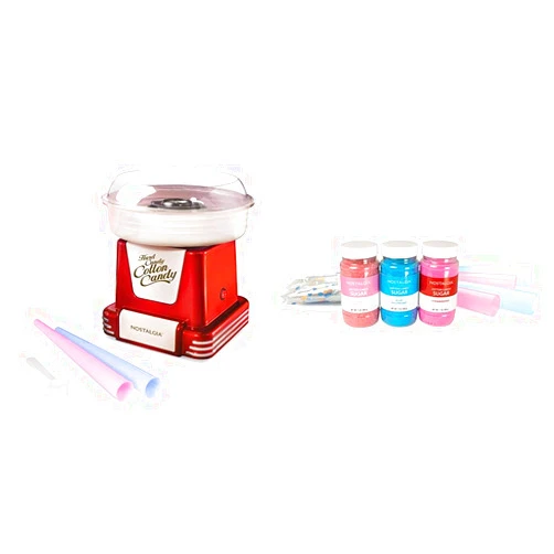 Nostalgia PCM805RETRORED Retro Hard & Sugar Free Cotton Candy Maker with Cotton Candy Party Kit
