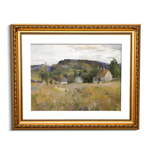 VIYYIEA Gold Framed Wall Art Canvas Print Home Decor Vintage Landscape Art Prints Wall Decor Abstract Serene Countryside Scene Wall Prints Mid Century Modern Decor for Living Room Bedroom 13x16in