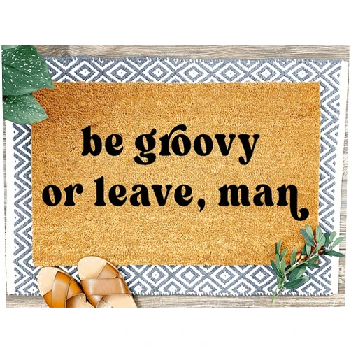 Histao Be Groovy or Leave Man Mat, Howdy Doormat, Welcome Doormats, Housewarming Gift, Home Kitchen Bathroom Balcony Decoration 30x18 Inch