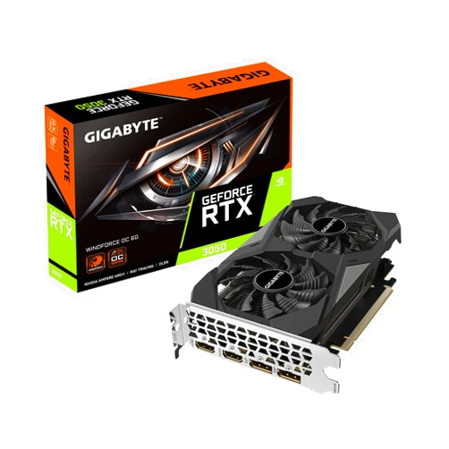 GIGABYTE GeForce RTX 3050 WINDFORCE OC 6G Graphics Card, 2X WINDFORCE Fans, 6GB GDDR6 96-bit GDDR6, GV-N3050WF2OC-6GD Video Card