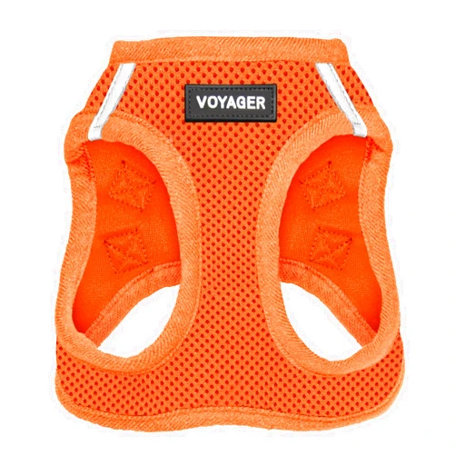 Best Pet Supplies Voyager Step-in Air Harness - All Weather Mesh, Reflective, No Pull Harness for Dogs, Cats - Secure with Hook & Loop Fastener, Buckle, Double D-Rings - Orange, M