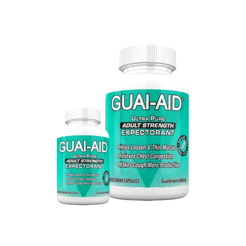 GUAI-AID 524 600mg Ultra-Pure Guaifenesin Veg. Capsules (Includes 24 Size Travel Bottle)