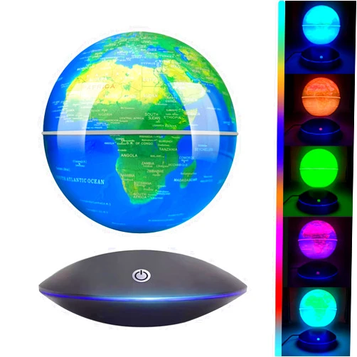 Poojaed Magnetic Levitating Floating Globe with LED Light, 16 Colors Cool Tech Gadgets Gifts World Globe Lamp for Men Father Boys Girls, Birthday Gifts for Home Office Desk Decor Display