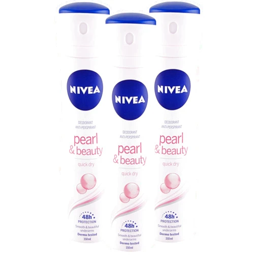 Nivea Longlasting 48 Hours Freshness Body Spray - Pearl & Beauty, 3 Packs x 150 ML / 5.07 Fl. Oz