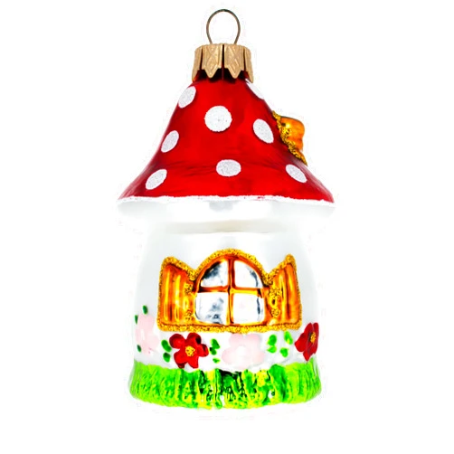 BestPysanky Mushroom House Glass Christmas Ornament