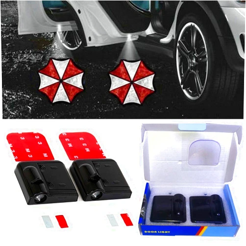 HINSCR Umbrella Corporation Emblem LED Magnetic Welcome Logo Shadow Lights Car Door Panel Las er Projector Lamps (Pack of 2)