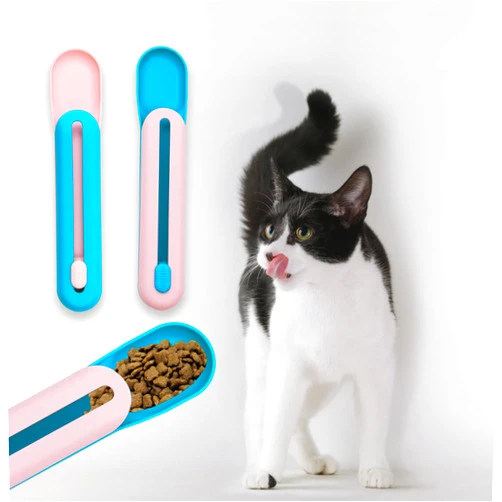 AHSONLUF 2 Pieces Multi Functional Pet Spoons , Cat feeder ,Cat strip squeeze liquid snack feeding spoon for Pet Cat Dog Feeding Can and Wet