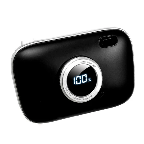 POVUD Hand Warmers Rechargeable USB, Electric Reusable Battery Powered Power Bank Handwarmer, 10000mAh Long Lasting Portable Pocket Heater, for Women, Men, Christmas, Camping, Golf, Black Midnight