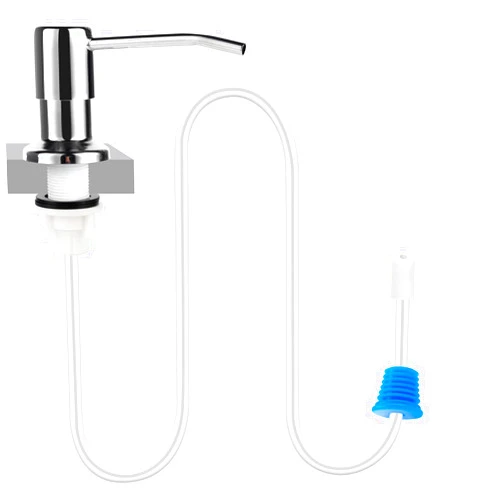 Alwanta Dish Soap Dispenser for Kitchen Sink, Countertop Sink Soap Dispenser Water Pump with 47” No-Spill Extension Tube Kit Design for Kitchen Bathroom (Chrome)
