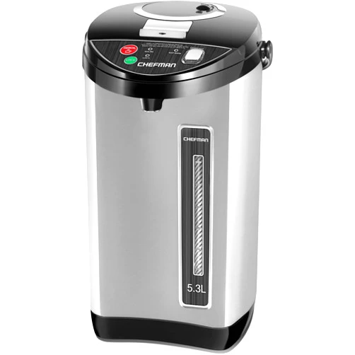 Chefman Electric Hot Water Pot Urn w/ Manual Dispense Buttons, Safety Lock, Instant Heating for Coffee & Tea, Auto-Shutoff/Boil Dry Protection, Insulated Stainless Steel, 5.3L/5.6 Qt/30+ Cups