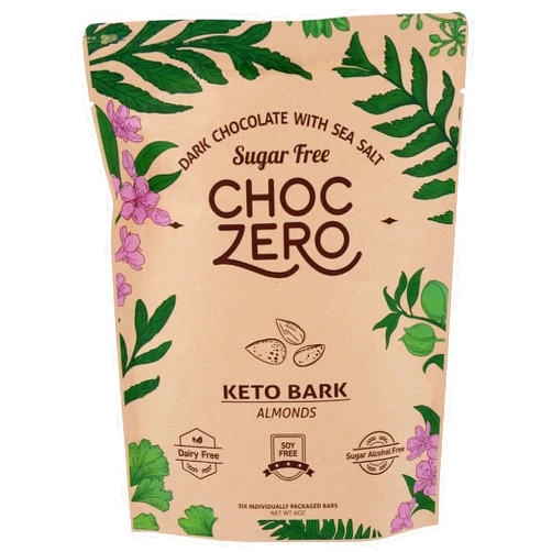 CHOCZERO Dark Chocolate with Sea Salt Keto Bark Almonds, 6 OZ